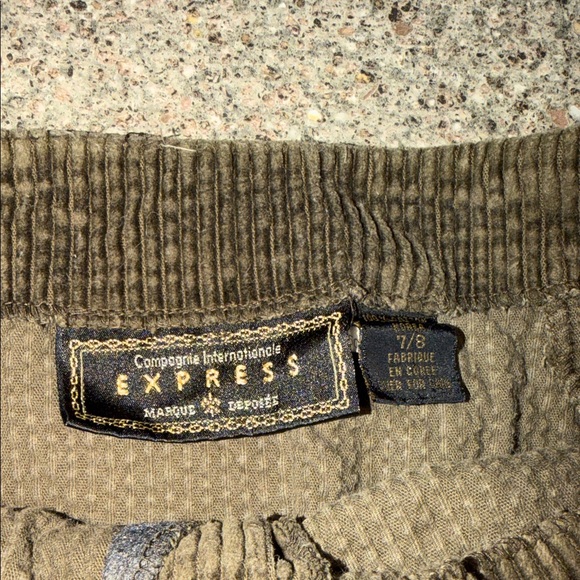 Vintage 90s Express Olive Corduroy Mini Skirt - Picture 2 of 3